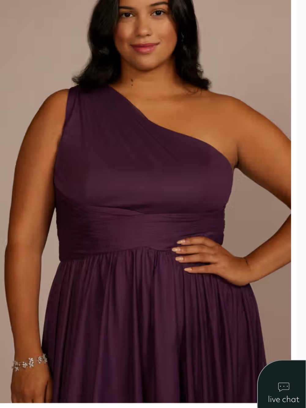 David's Bridal One-Shoulder Plum Gown